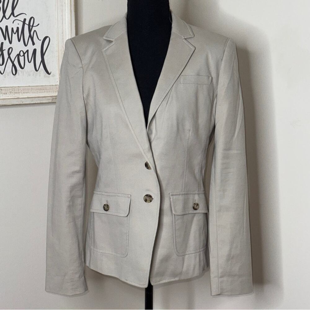 Banana Republic Blazer Jacket Beige Stretch Size 10